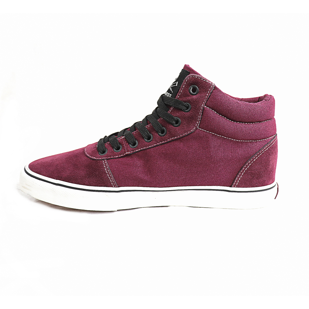 Zapatillas Unisex Jackass Crazy Action Caña Alta Vulcanizadas Burdeo-Blanco