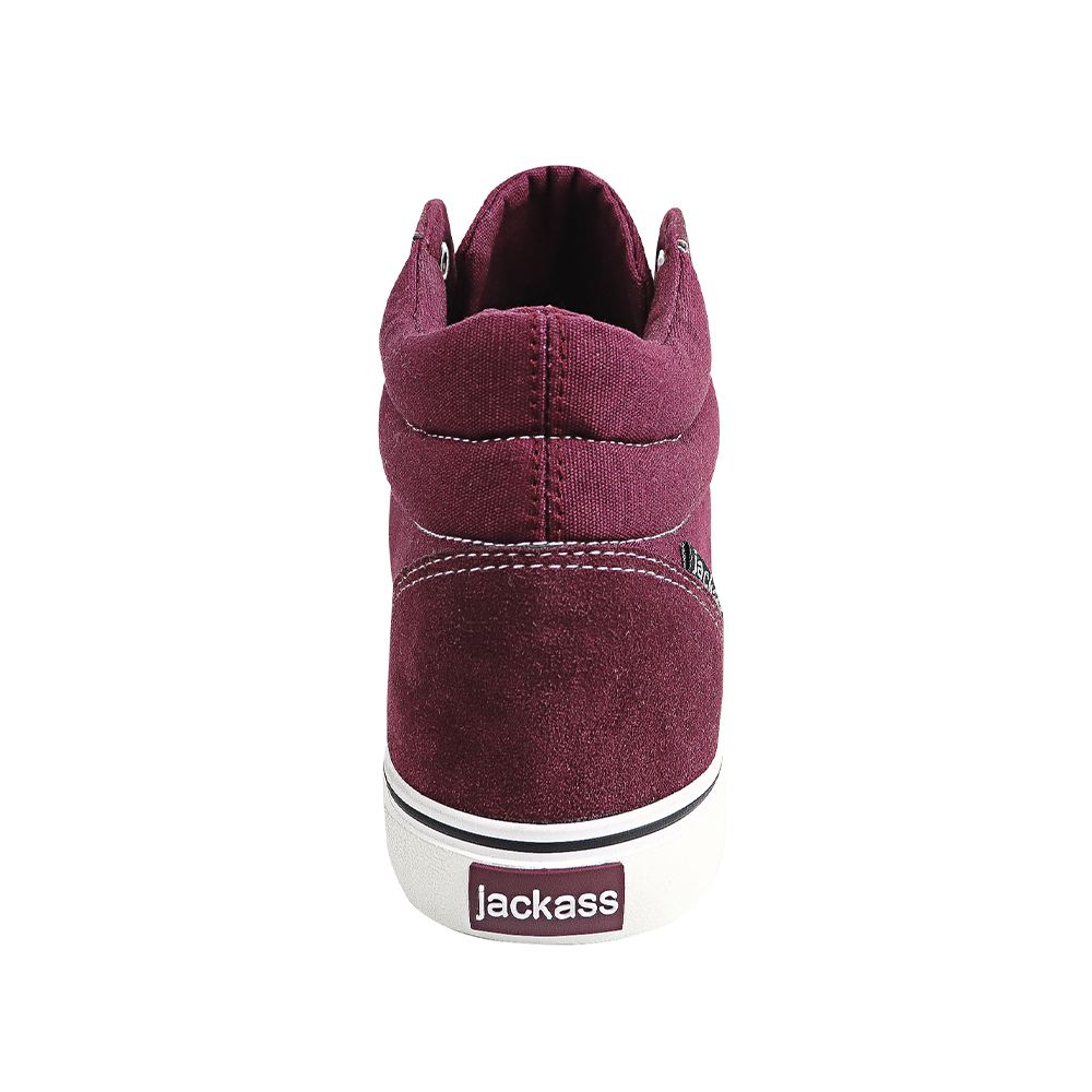 Zapatillas Unisex Jackass Crazy Action Caña Alta Vulcanizadas Burdeo-Blanco