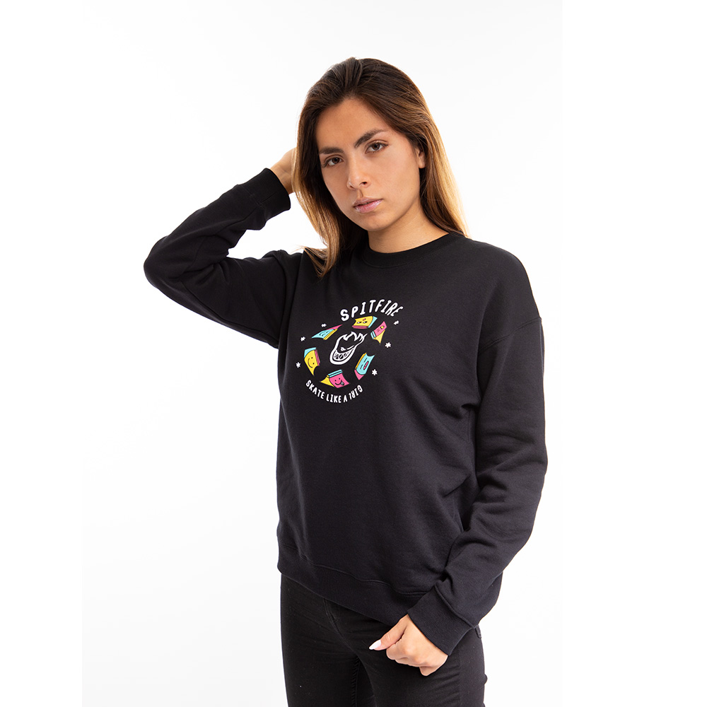 Polerón Cuello Redondo Mujer Spitfire Skate Like a Girl Negro