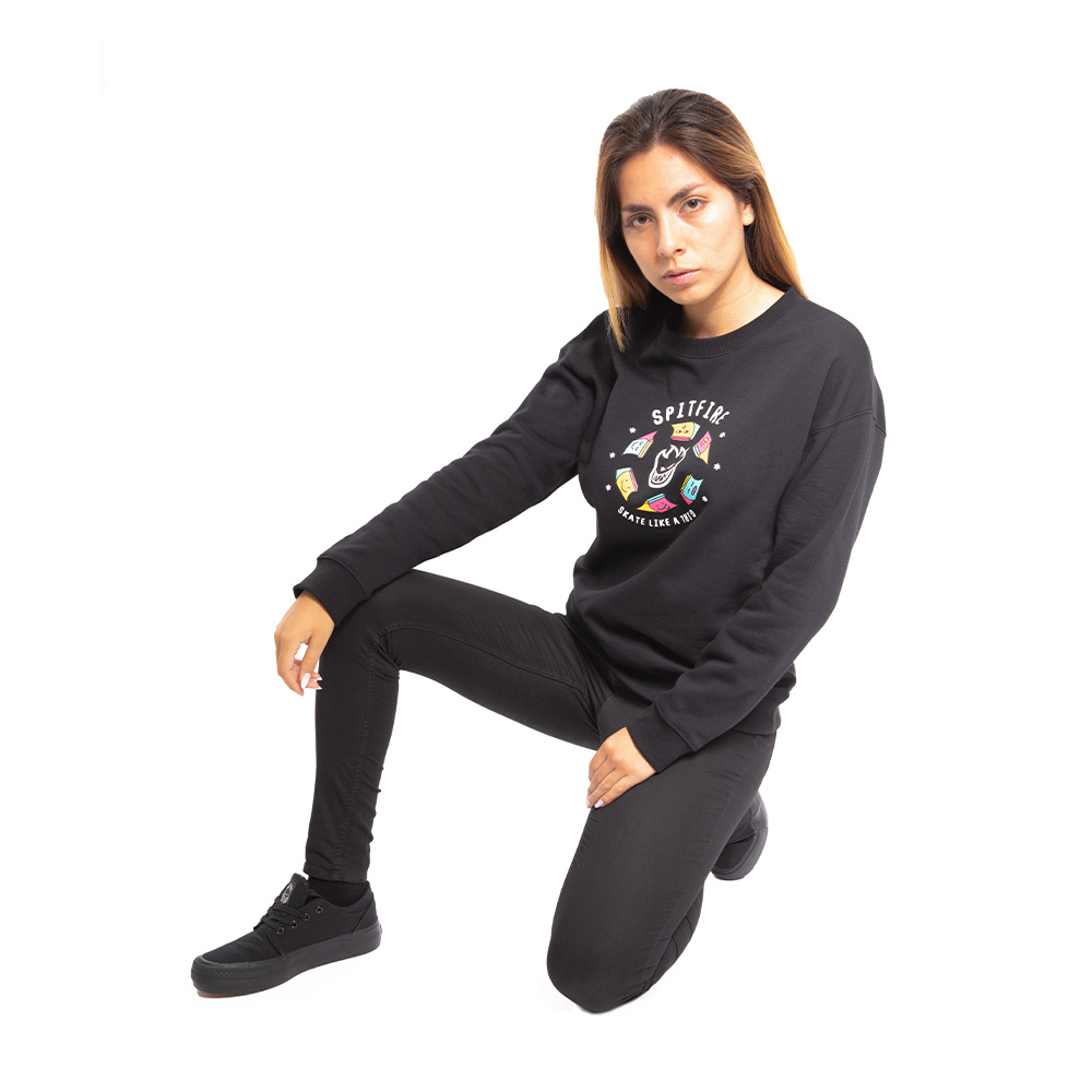 Polerón Cuello Redondo Mujer Spitfire Skate Like a Girl Negro