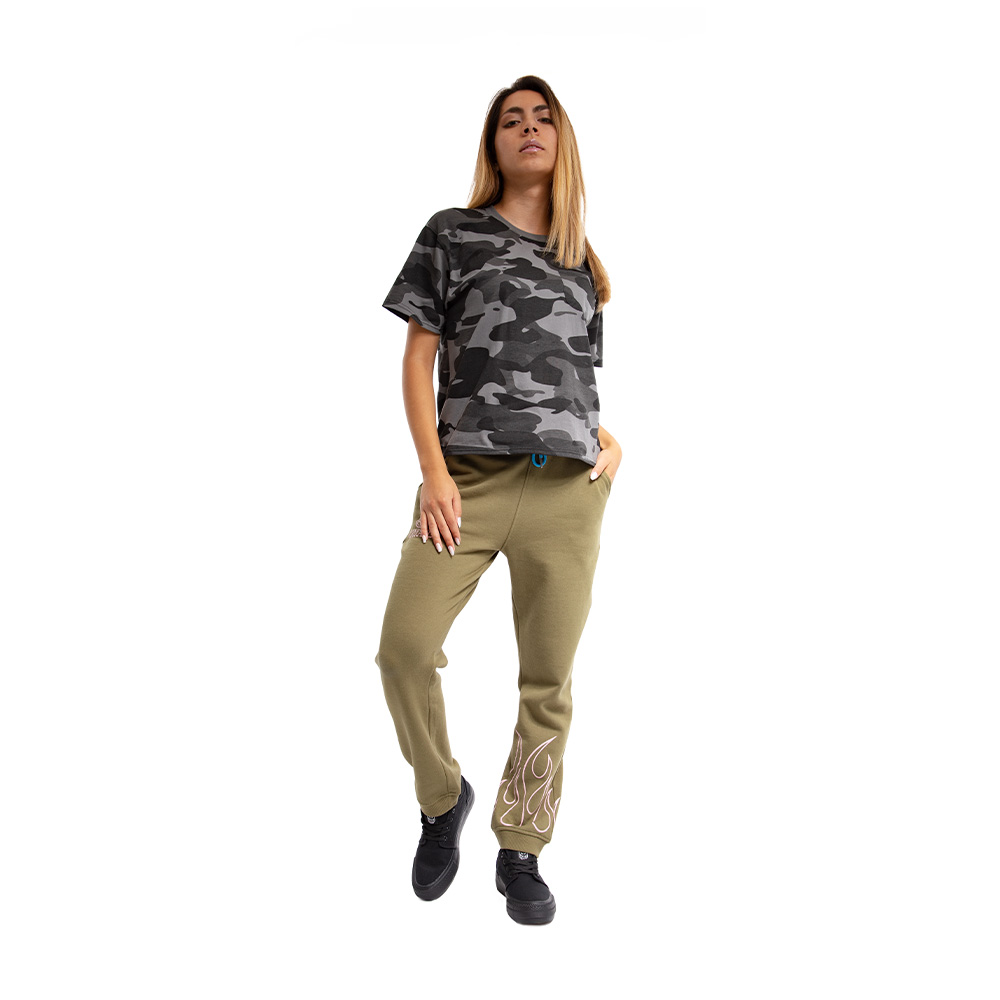 Jogger Mujer Spitfire 360° con Llamas Verde