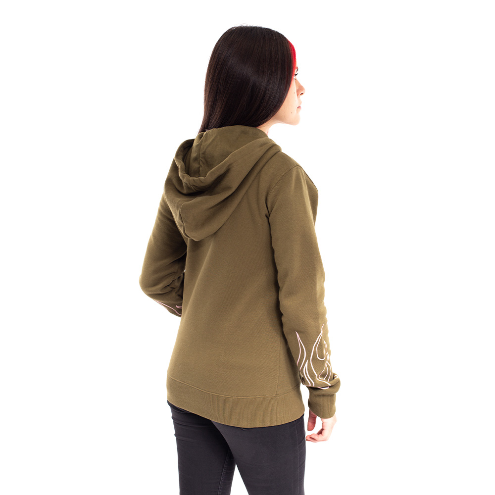 Polerón con Capucha de Mujer Spitfire 360° con Llamas Verde
