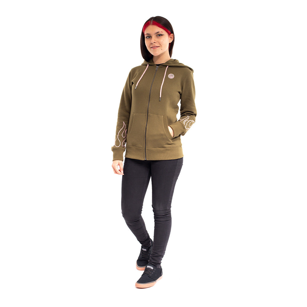 Polerón con Capucha de Mujer Spitfire 360° con Llamas Verde