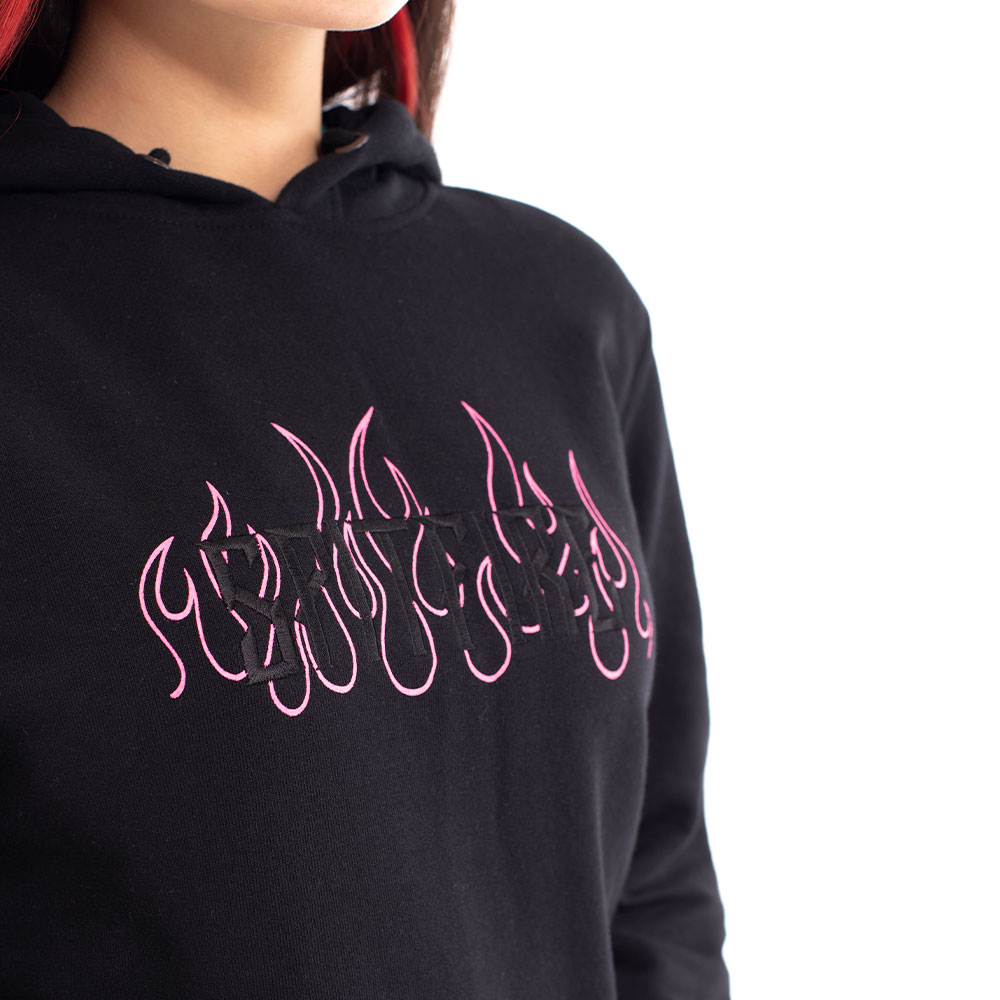 POLERON HOODIE LONG FIT MUJER SPITIFIRE NEGRO