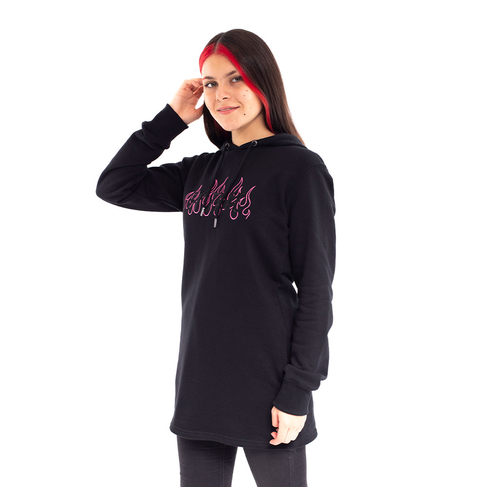 POLERON HOODIE LONG FIT MUJER SPITIFIRE NEGRO
