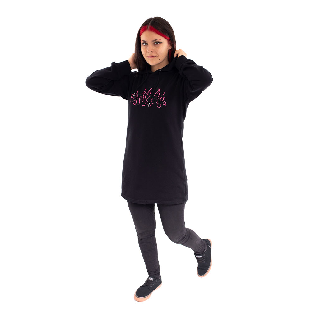 POLERON HOODIE LONG FIT MUJER SPITIFIRE NEGRO
