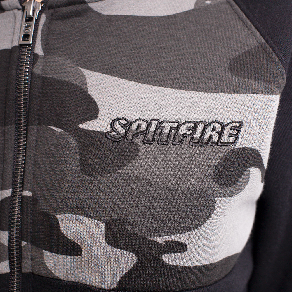 Polerón con Cierre y Capucha para Mujer Spitfire 360° Camuflaje Negro