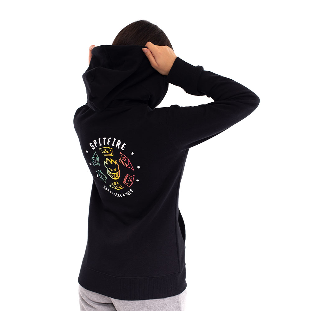 Polerón con Cierre y Capucha para Mujer Spitfire Skate Like a Girl Back Negro 