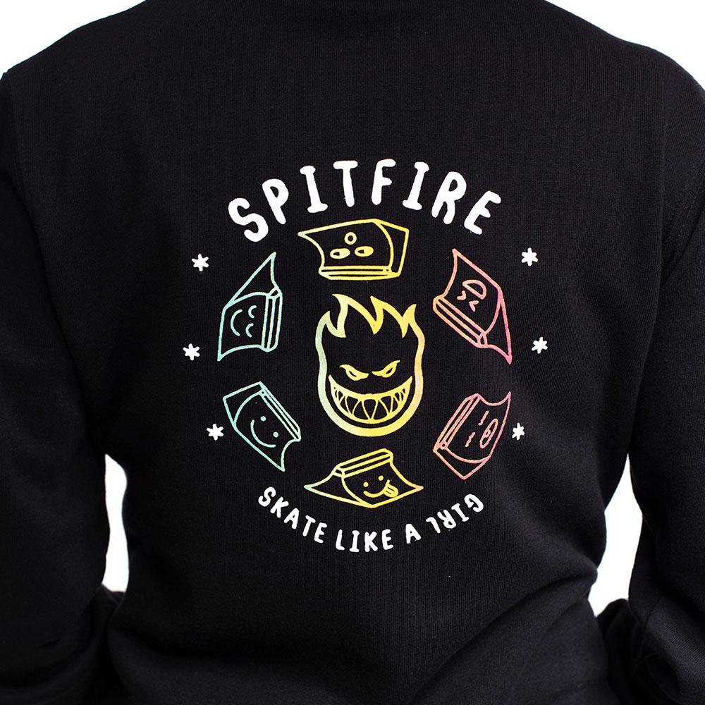 Polerón con Cierre y Capucha para Mujer Spitfire Skate Like a Girl Back Negro 