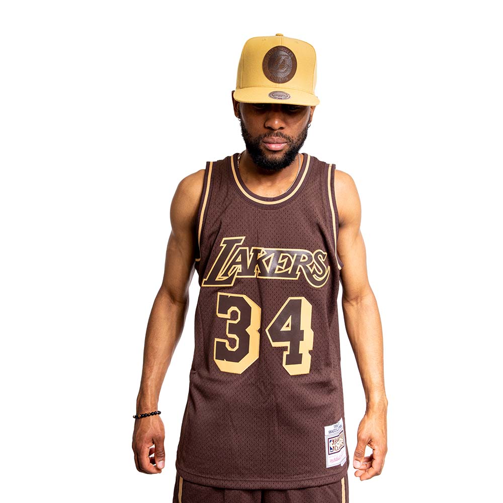 NBA LUX BROWN SWINGMAN JERSEY LAKERS 1996 SHAQUILLE O'NEAL