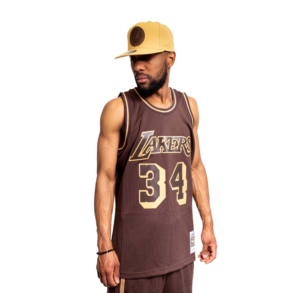 NBA LUX BROWN SWINGMAN JERSEY LAKERS 1996 SHAQUILLE O'NEAL