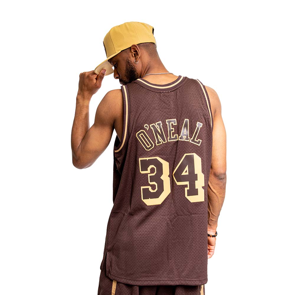 NBA LUX BROWN SWINGMAN JERSEY LAKERS 1996 SHAQUILLE O'NEAL