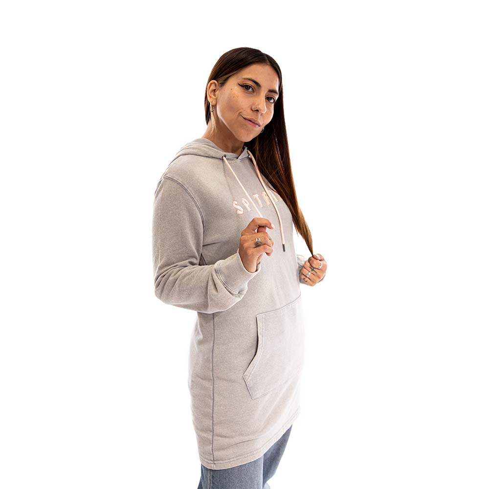 POLERON HOODIE LONG FIT SPITFIRE MUJER GRIS OSCURO
