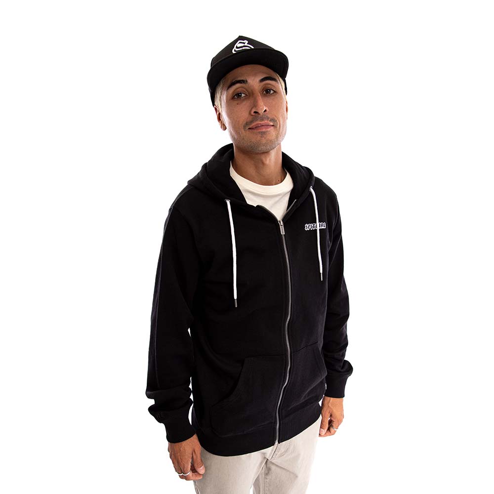 Poleron Full Zipper Con Capucha Spitfire Hombre Negro