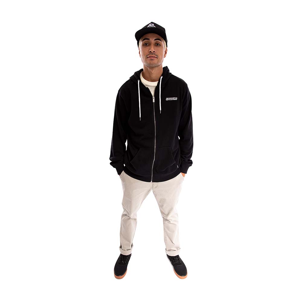 Poleron Full Zipper Con Capucha Spitfire Hombre Negro