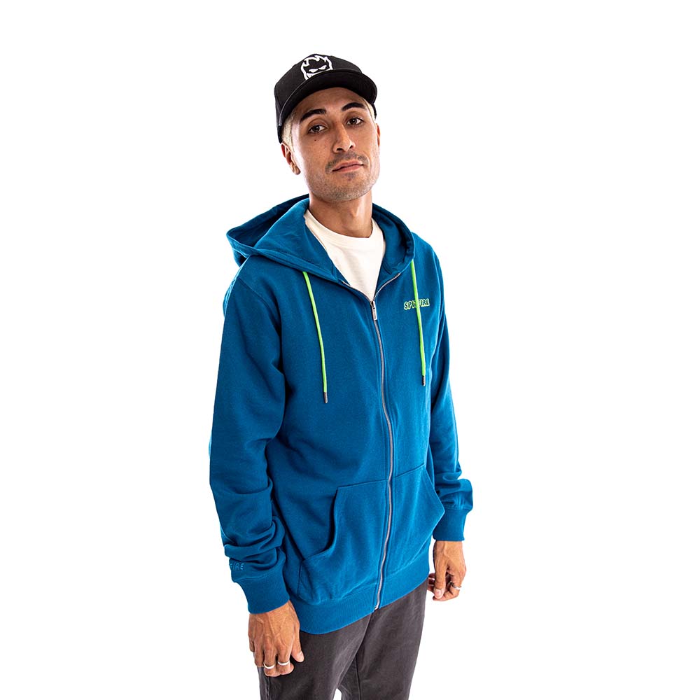 Poleron Full Zipper Spitfire Big Head Hombre Azul