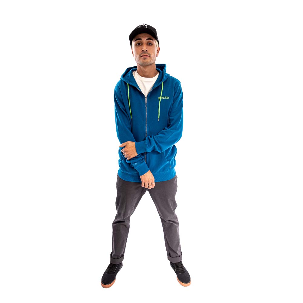 Poleron Full Zipper Spitfire Big Head Hombre Azul