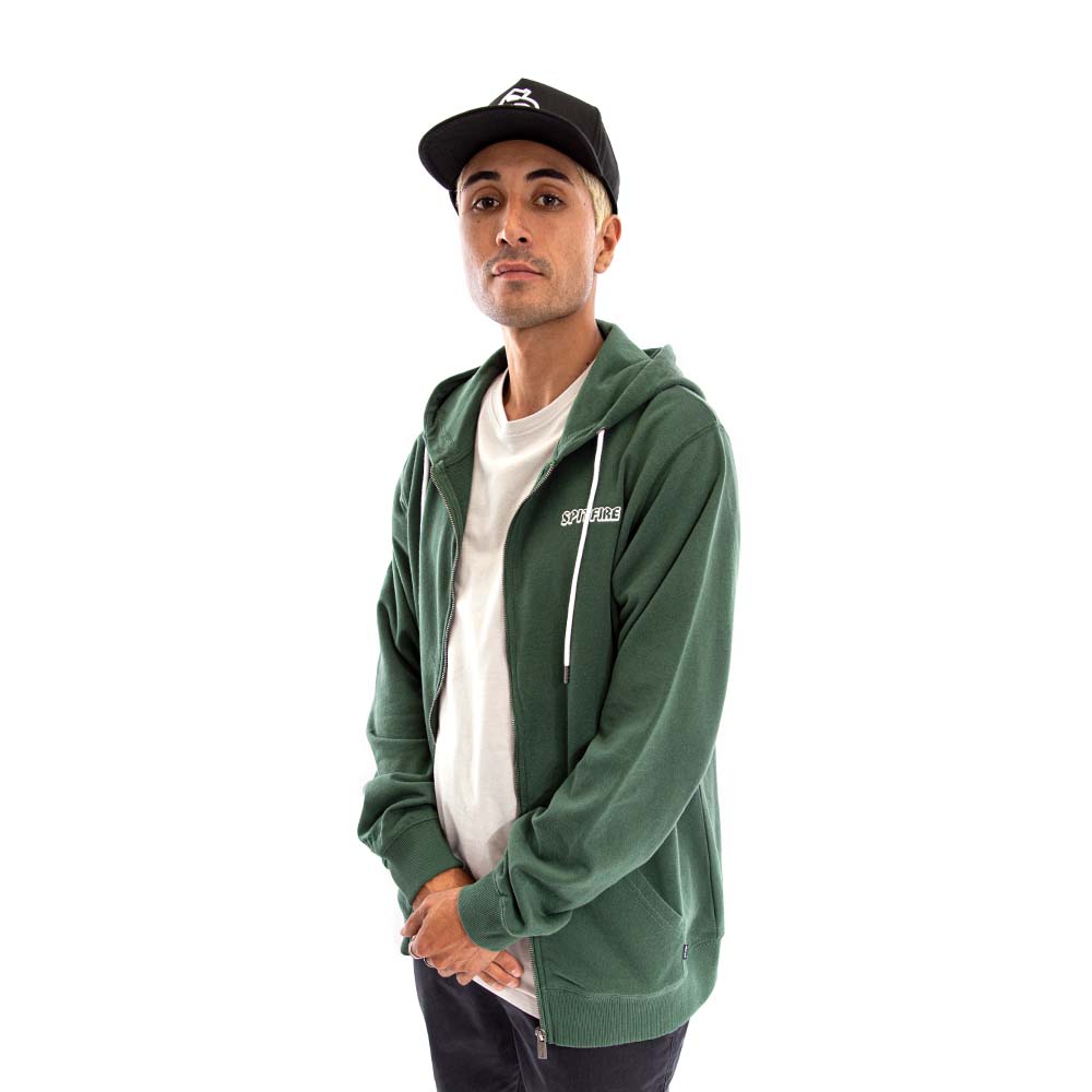 Poleron Full Zipper Spitfire Big Head Hombre Verde Oscuro