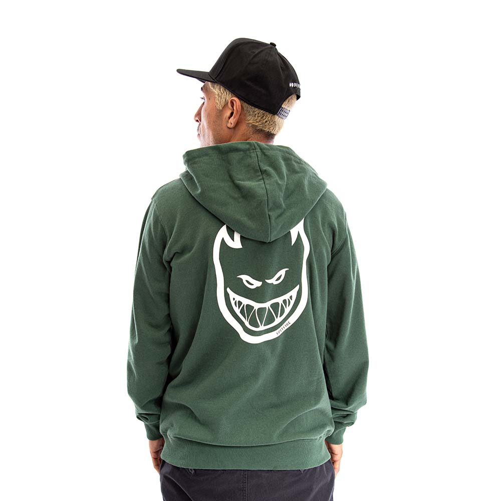 Poleron Full Zipper Spitfire Big Head Hombre Verde Oscuro