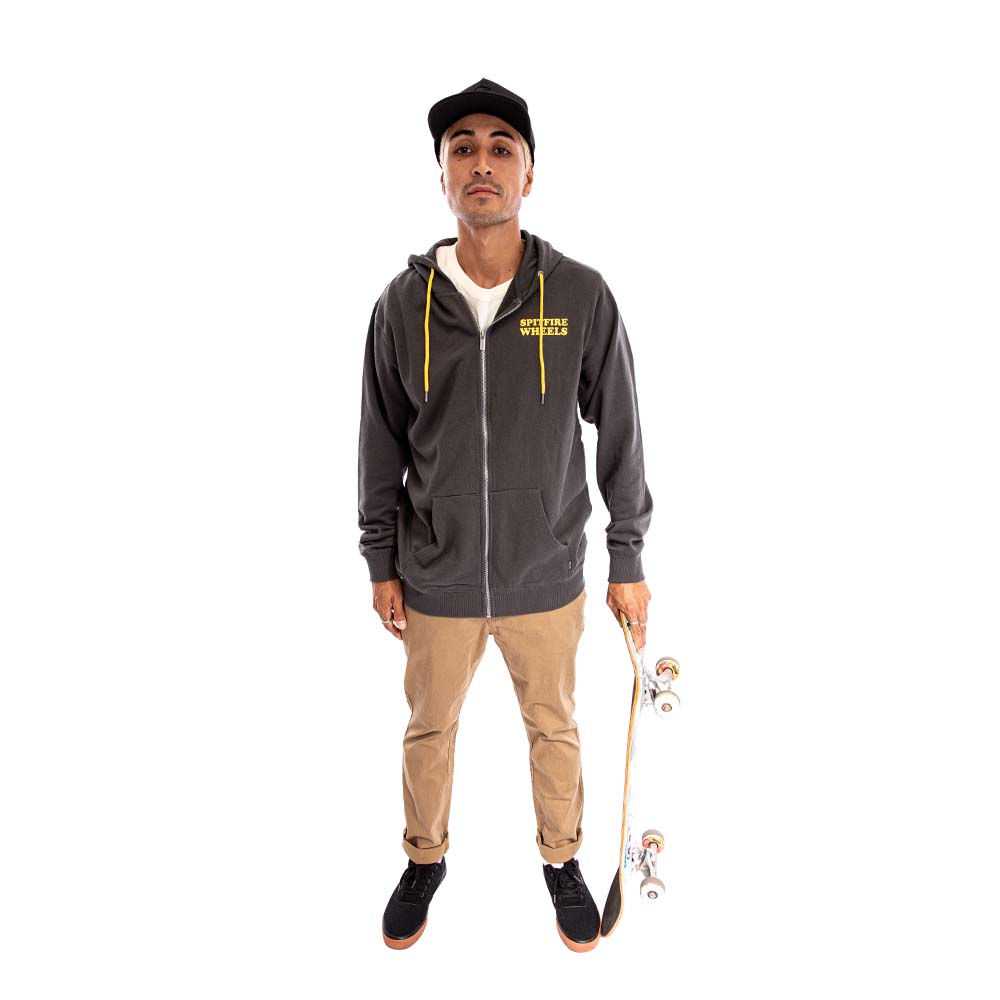 Poleron Hoodie Spitfire Ride To Burn Hombre Gris Oscuro