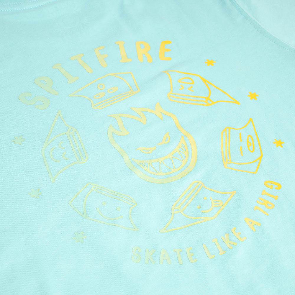 Polera Manga Corta De Niño Spitfire Skate Like A Girl Gradiente Rosado Turquesa
