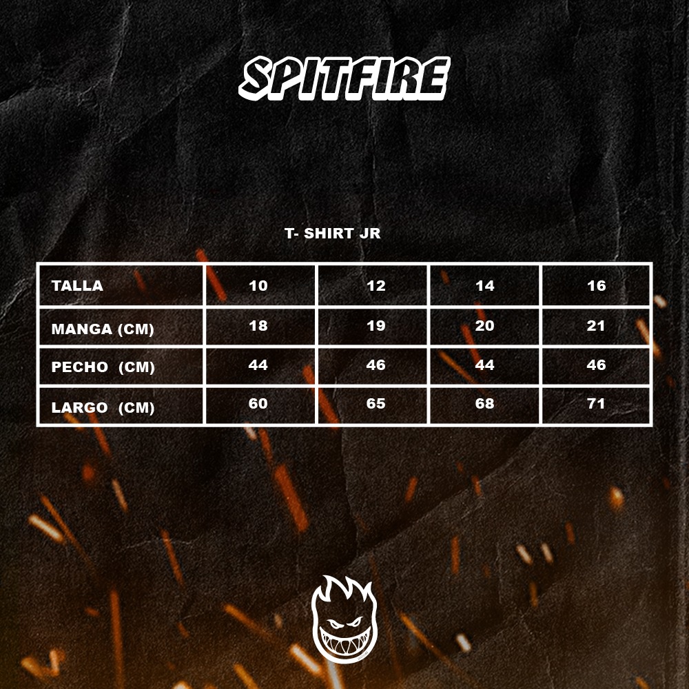 Polera Manga Corta De Niño Spitfire Ride The Fire Negro Celeste