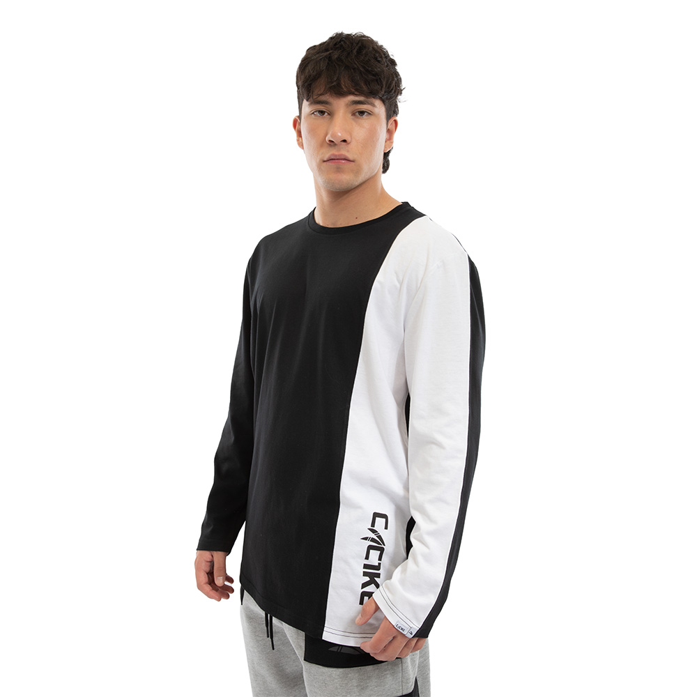 Polera Cac1ke Manga Larga Negro Blanco