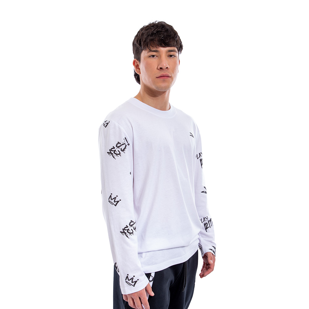 Polera Cac1ke Manga Larga Estampada Blanco