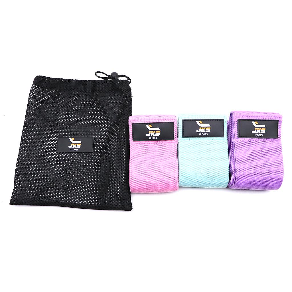 Bandas Elásticas 3 Pcs De Tela Con Bolso Pro Fitness Jks