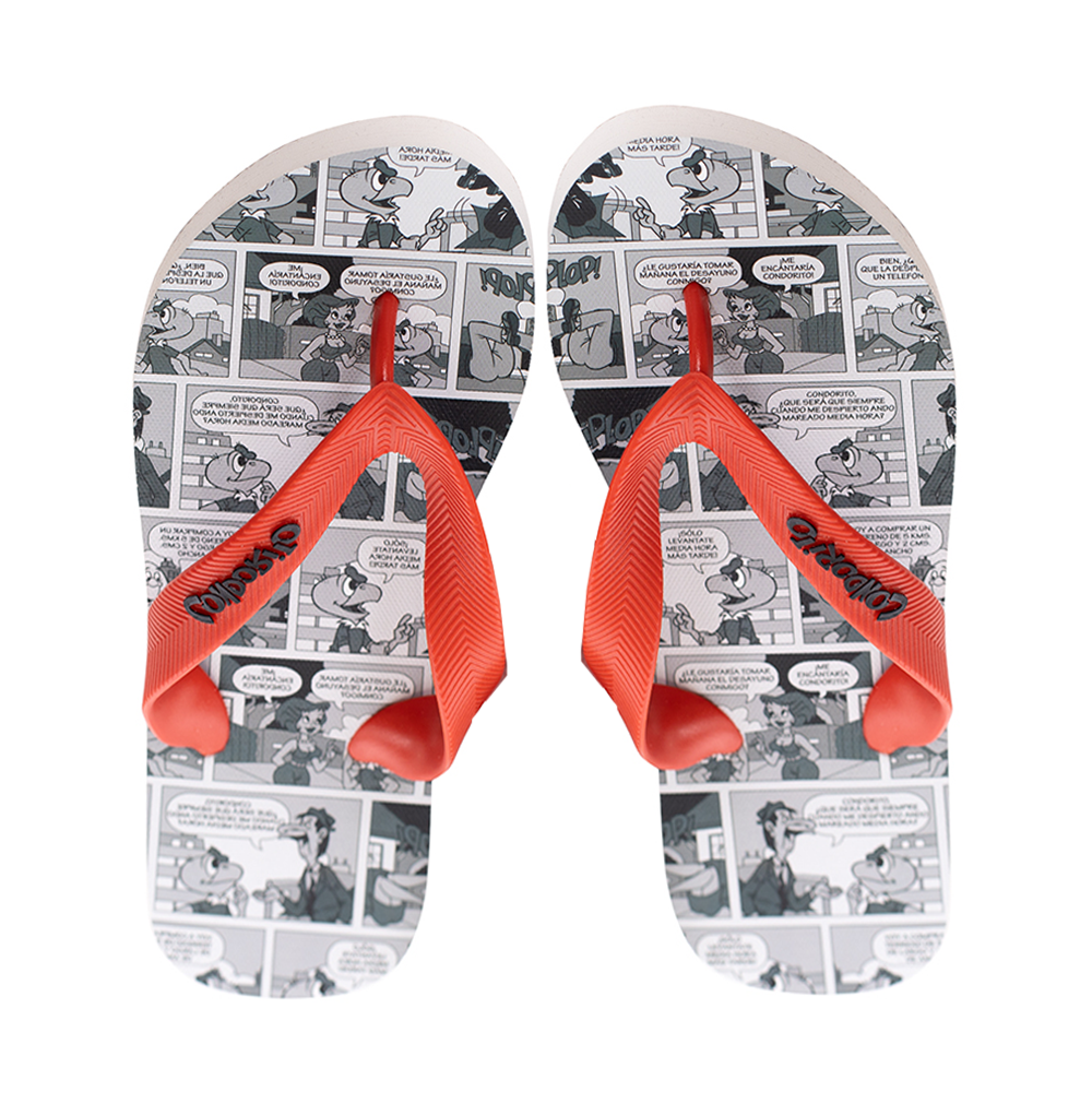 Sandalias Hombre Hawaianas Gris Rojo Condorito