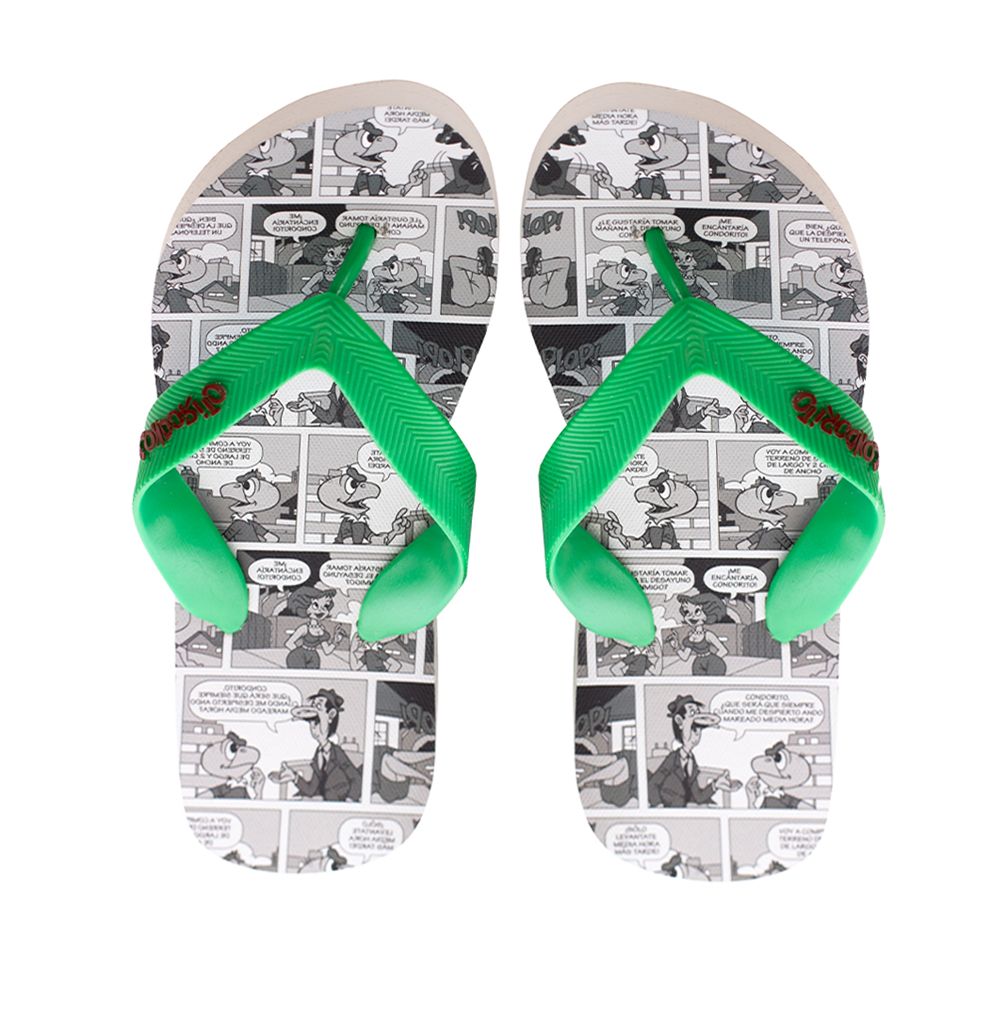 Sandalias Unisex Hawaianas Gris Verde Condorito