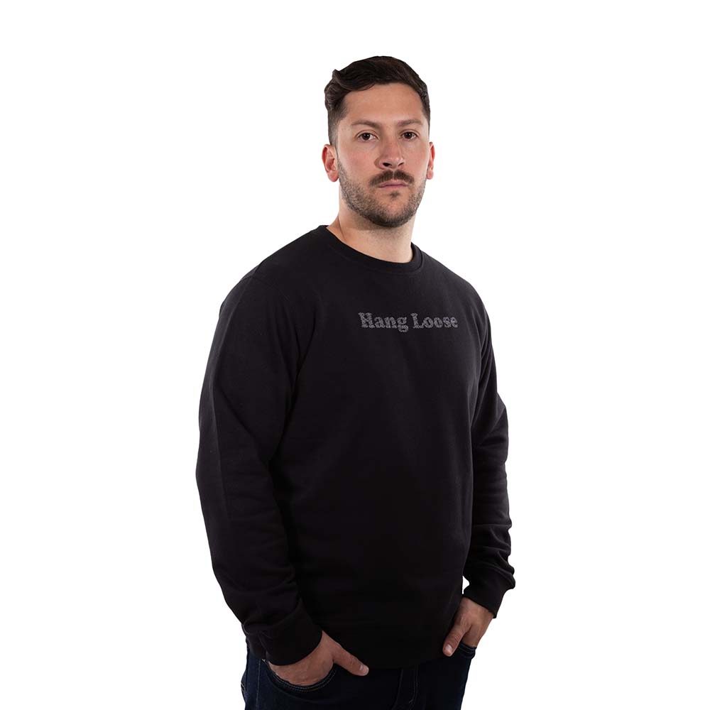 POLERON CREW NECK HANG LOOSE SALTY HOMBRE NEGRO