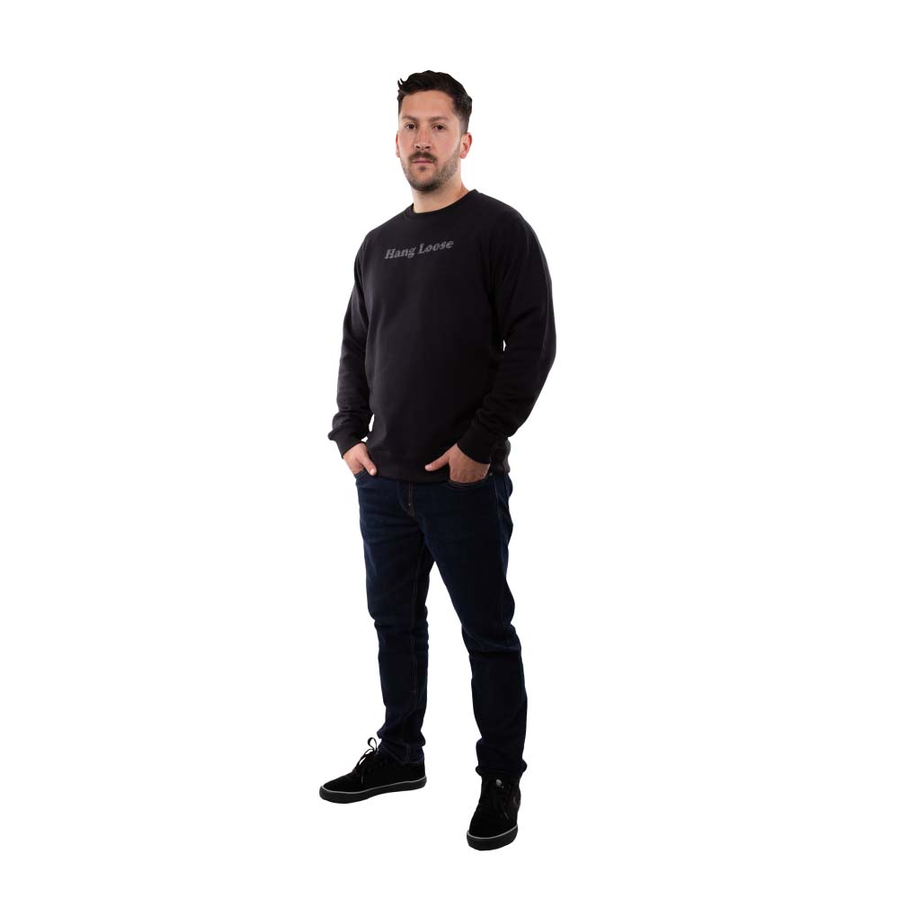POLERON CREW NECK HANG LOOSE SALTY HOMBRE NEGRO