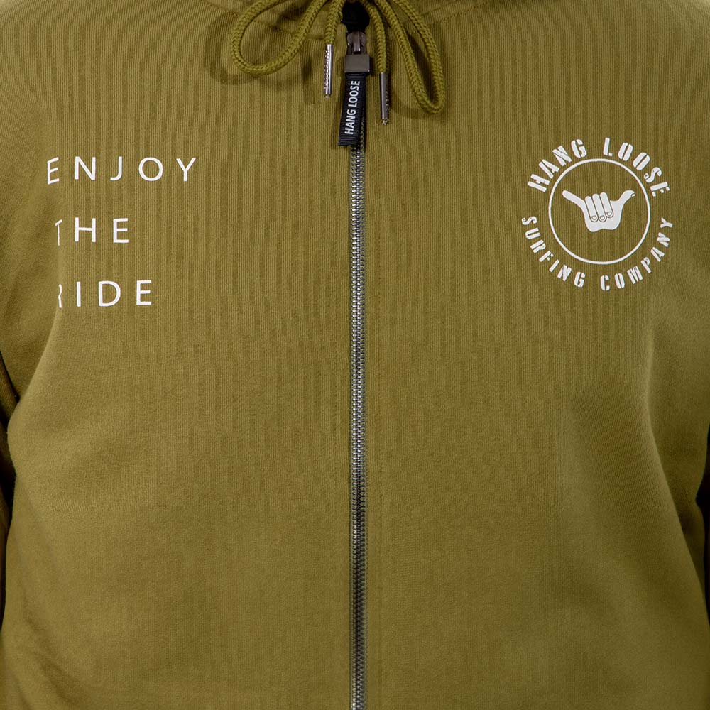 POLERON FULL ZIPPER HANG LOOSE DUBLOG HOMBRE VERDE MUSGO