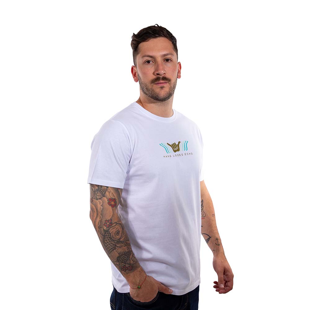 POLERA MANGA CORTA HANG LOOSE ECHO HOMBRE BLANCO