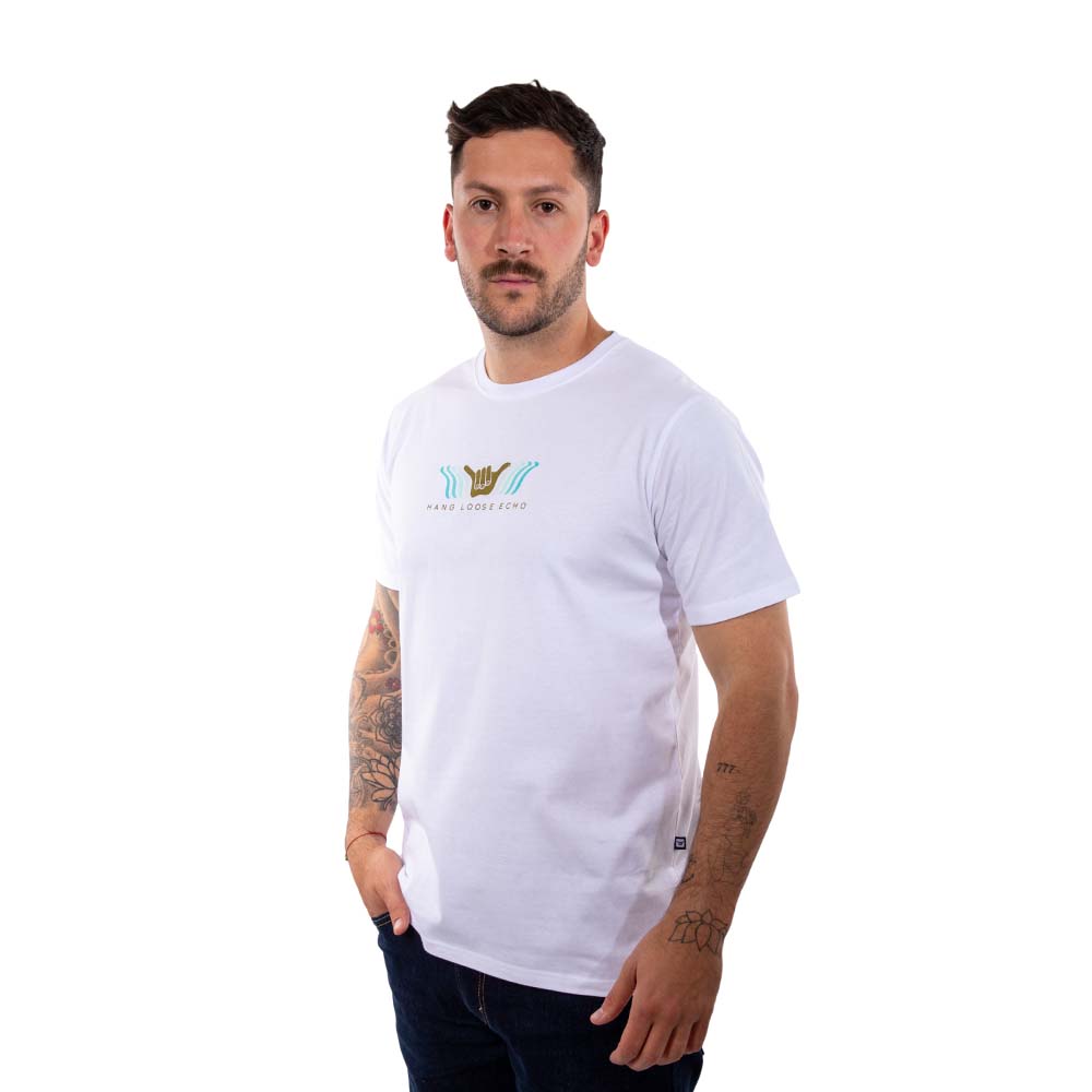POLERA MANGA CORTA HANG LOOSE ECHO HOMBRE BLANCO