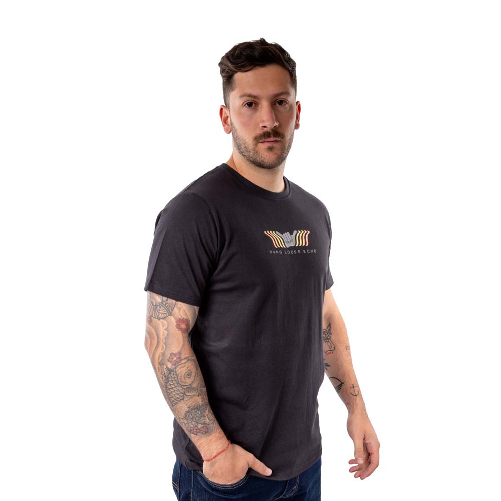 POLERA MANGA CORTA HANG LOOSE ECHO HOMBRE GRIS OSCURO