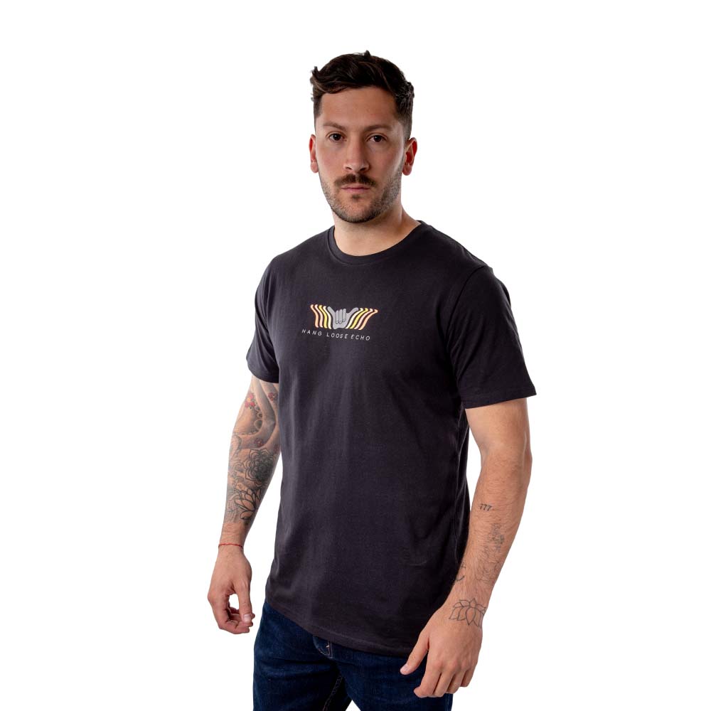 POLERA MANGA CORTA HANG LOOSE ECHO HOMBRE GRIS OSCURO