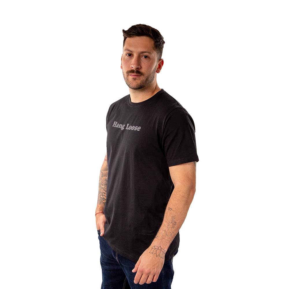 POLERA MANGA CORTA HANG LOOSE SALTY HOMBRE NEGRO