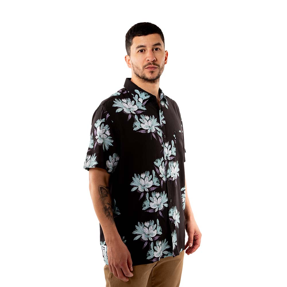 Camisa Manga Corta Hombre Florida Negro Hang Loose
