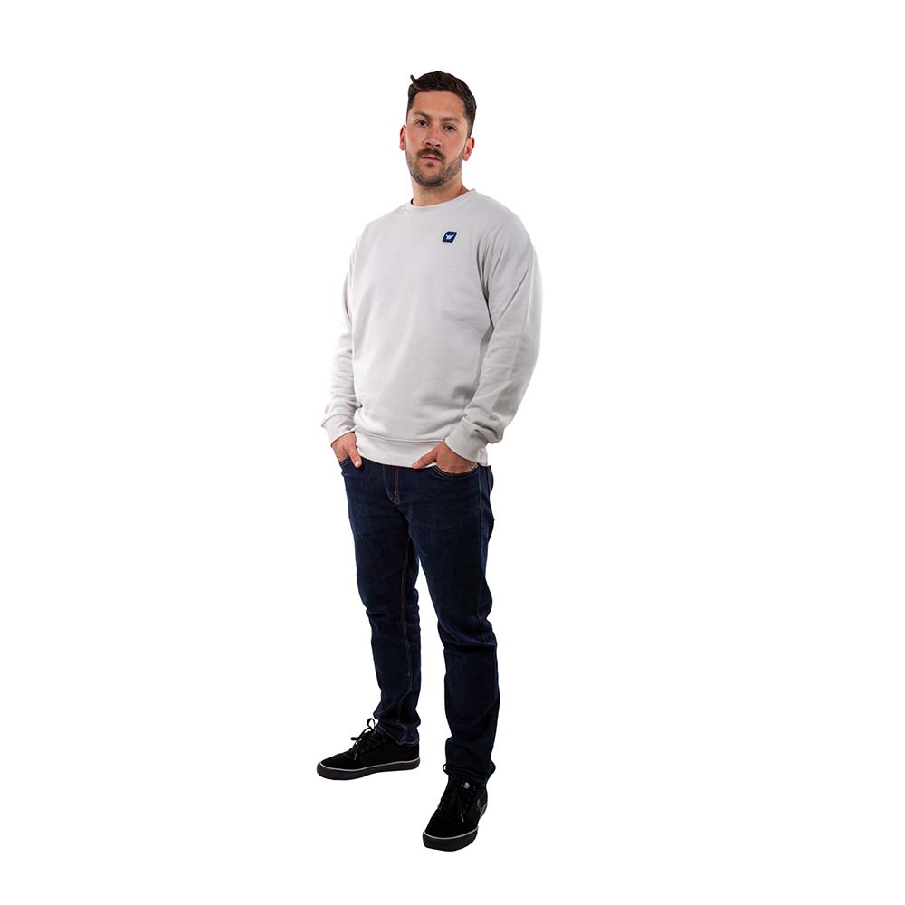 Poleron Hombre Crew Neck Minilogo Gris Claro Hang Loose