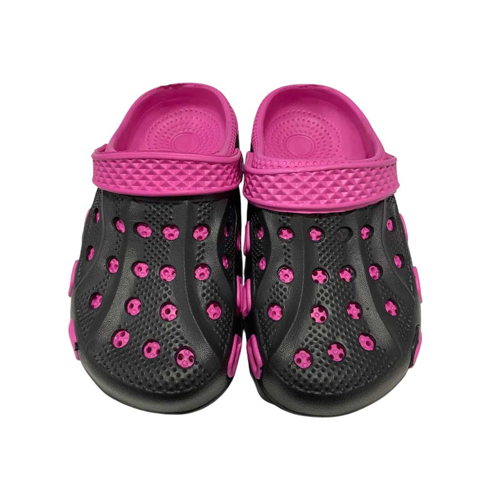 Sandalia Negro Fucsia Mujer