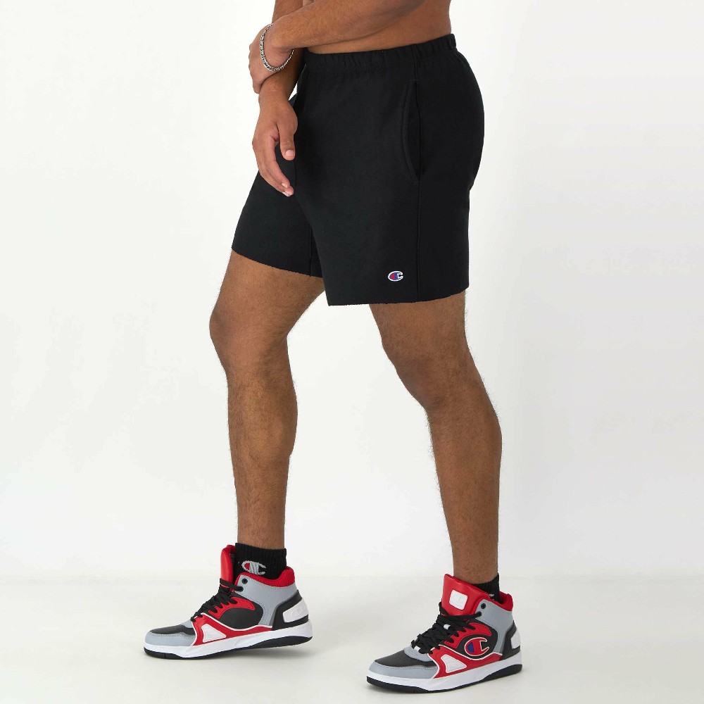 REVERSE WEAVE CUT OFF SHORT (BLACK, S)