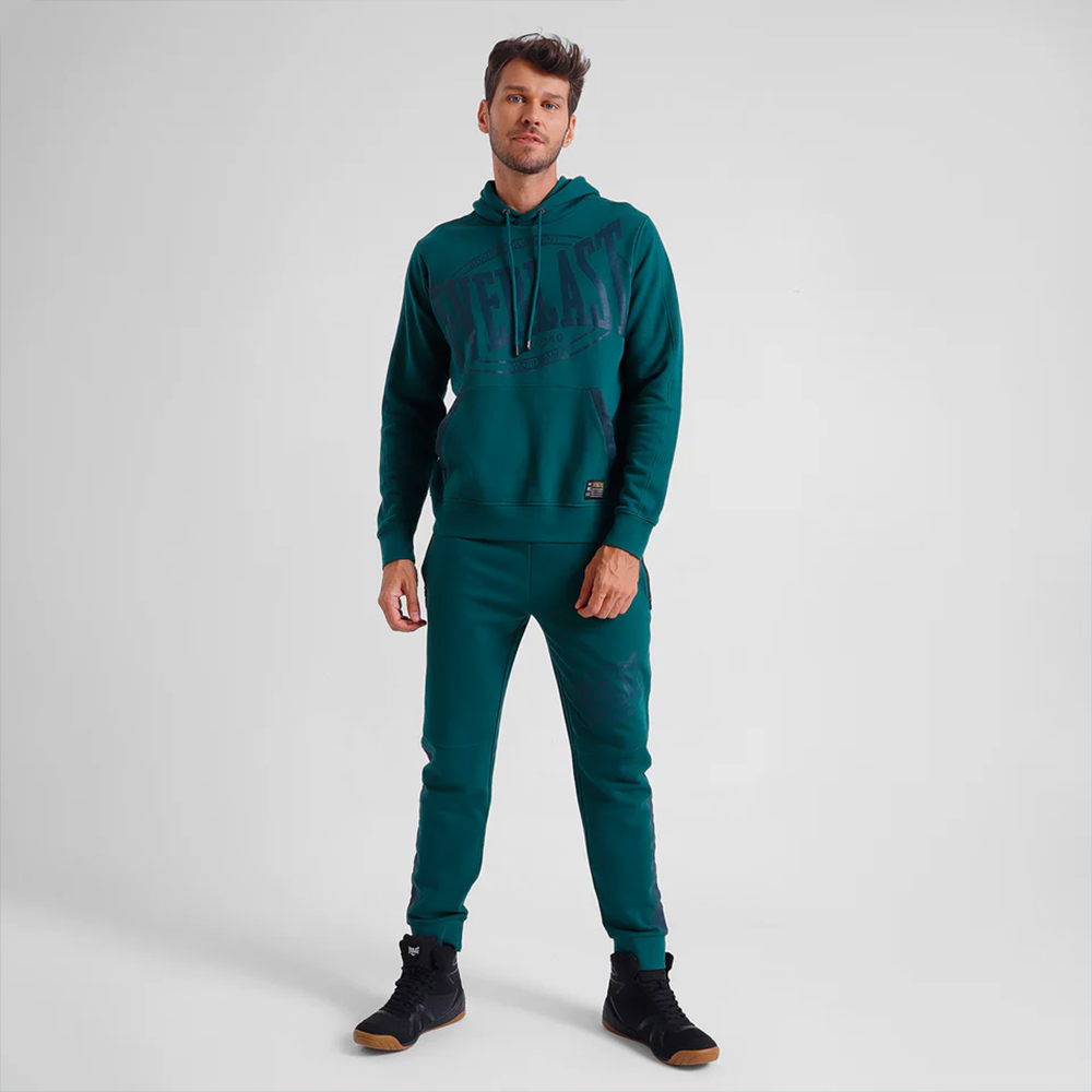 Polerón Hombre Everlast Verde Canguro Fleece Clinch