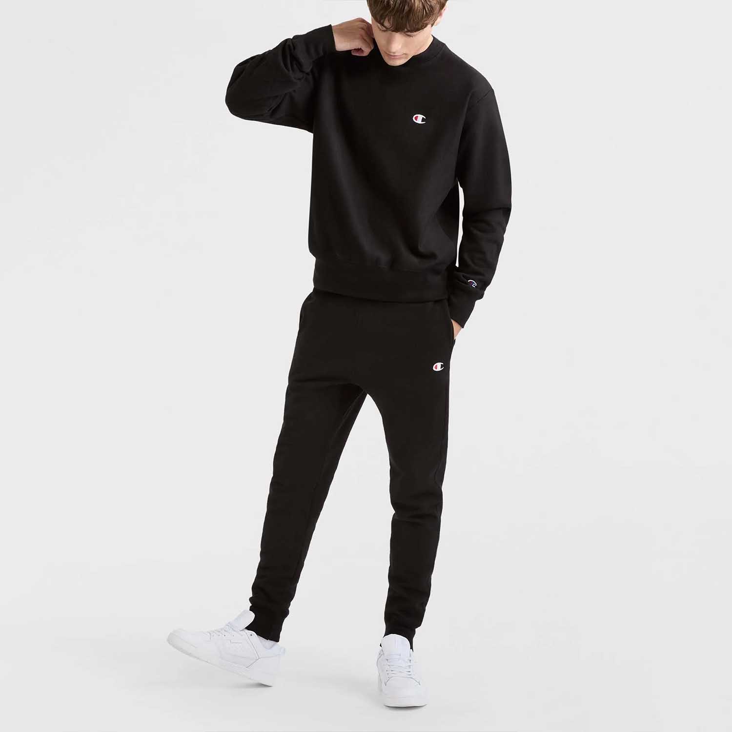 Poleron Hombre Crew Reverse Weave Champion Negro