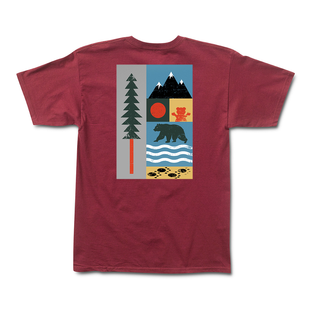 Polera Hombre Grizzly Griptape Trad Lightly Burgundy