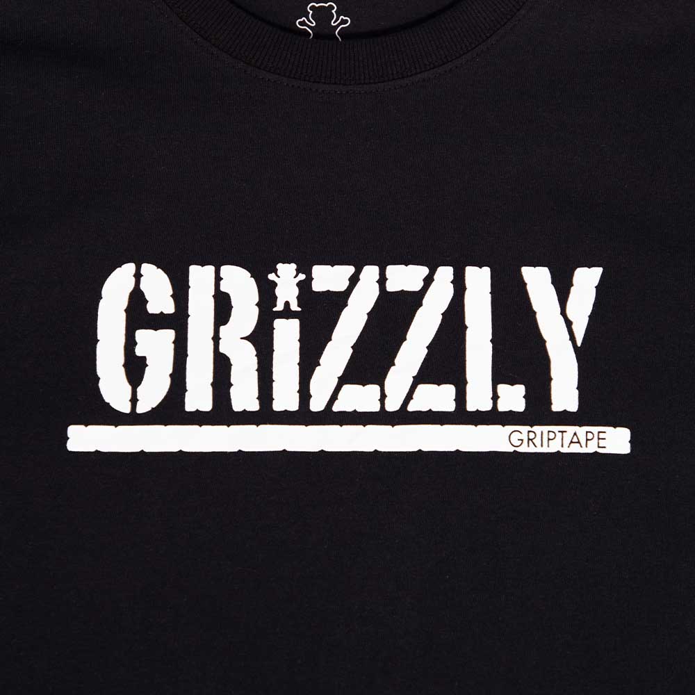 Polera Hombre Grizzly Griptape Print Script Logo Negro