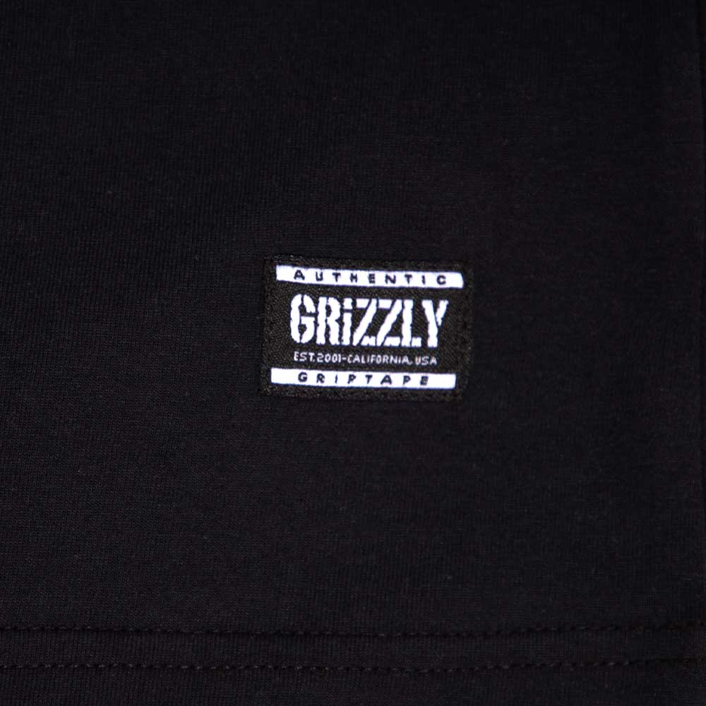 Polera Hombre Grizzly Griptape Print Script Logo Negro