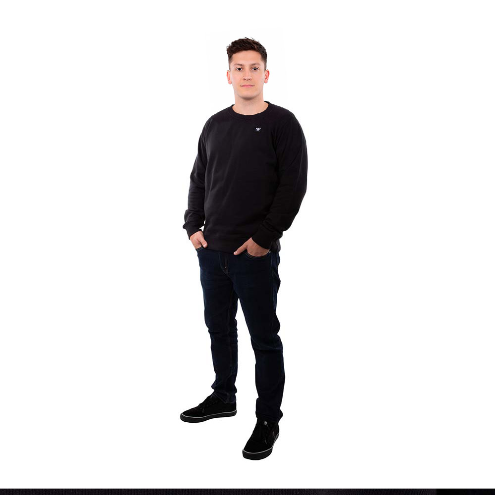 Poleron Hombre Crew Neck Minilogo Negro Hang Loose