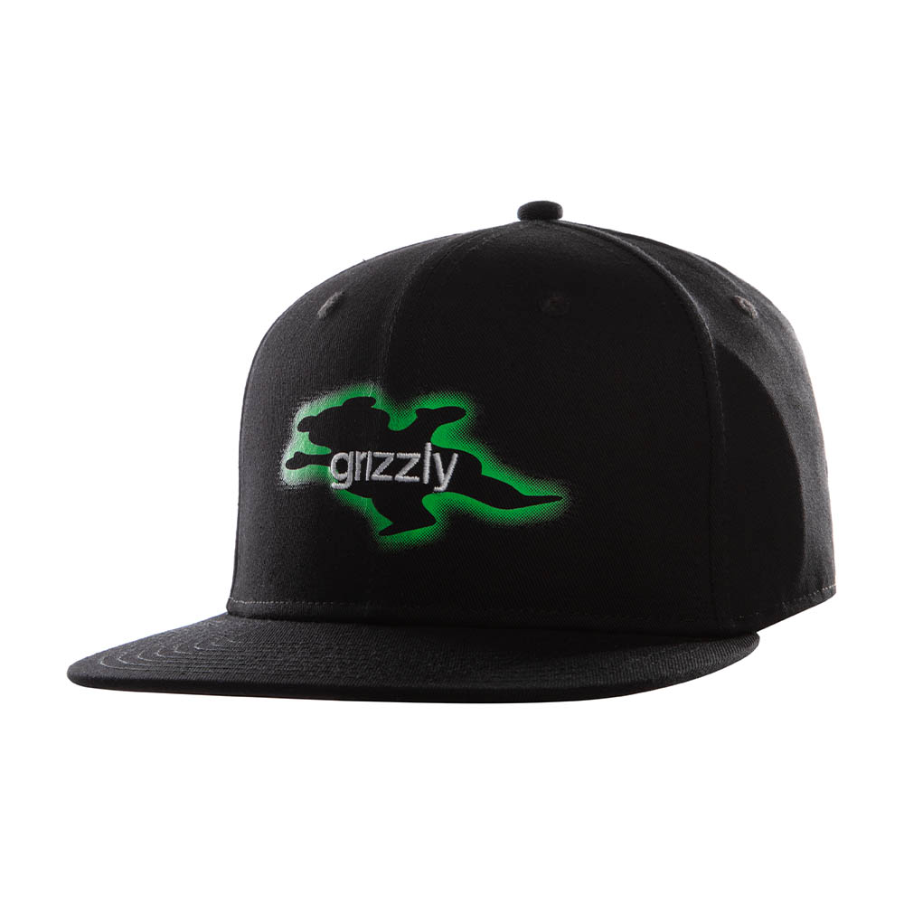 Jockey High Beam Snapback Hat Bear Print + Grizzly Word Embroidery Flat